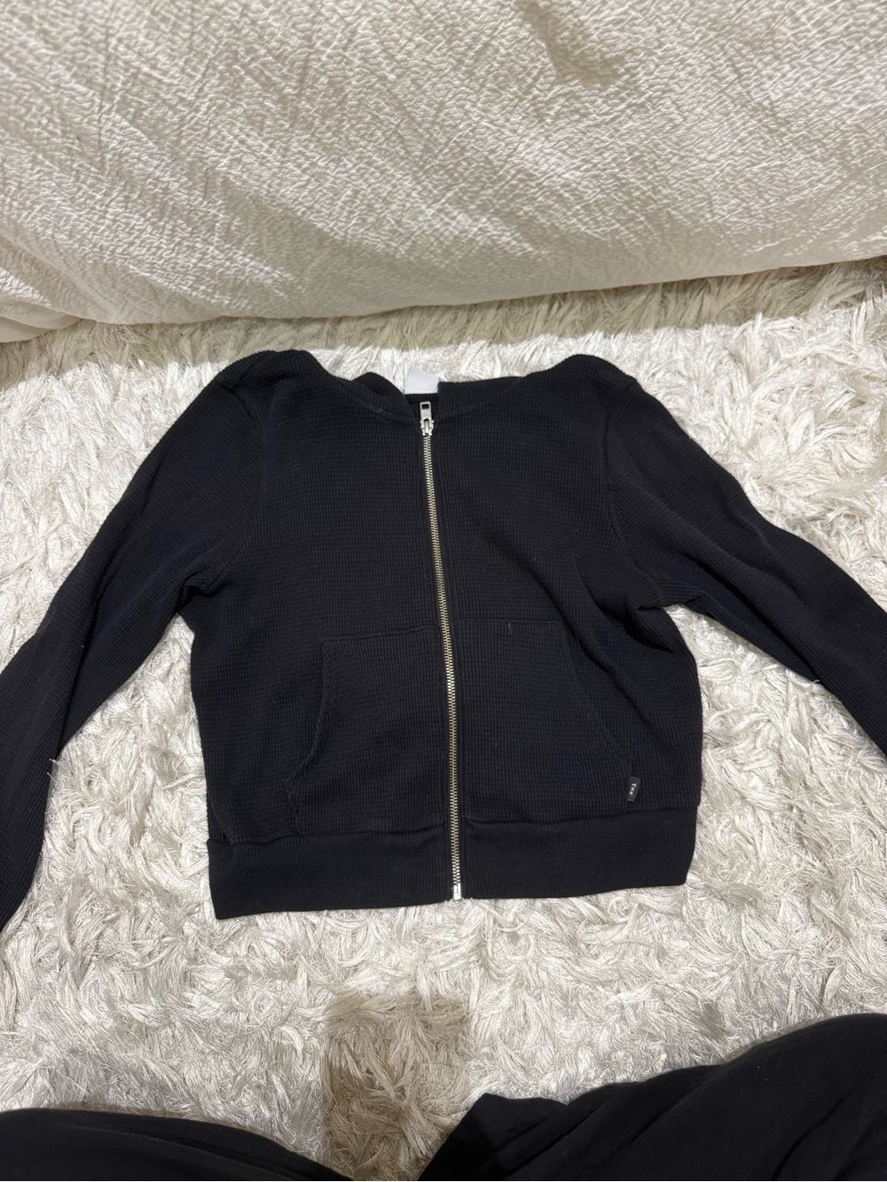 TNA Navy Ribbed Zip Jacket with Silver Zipper